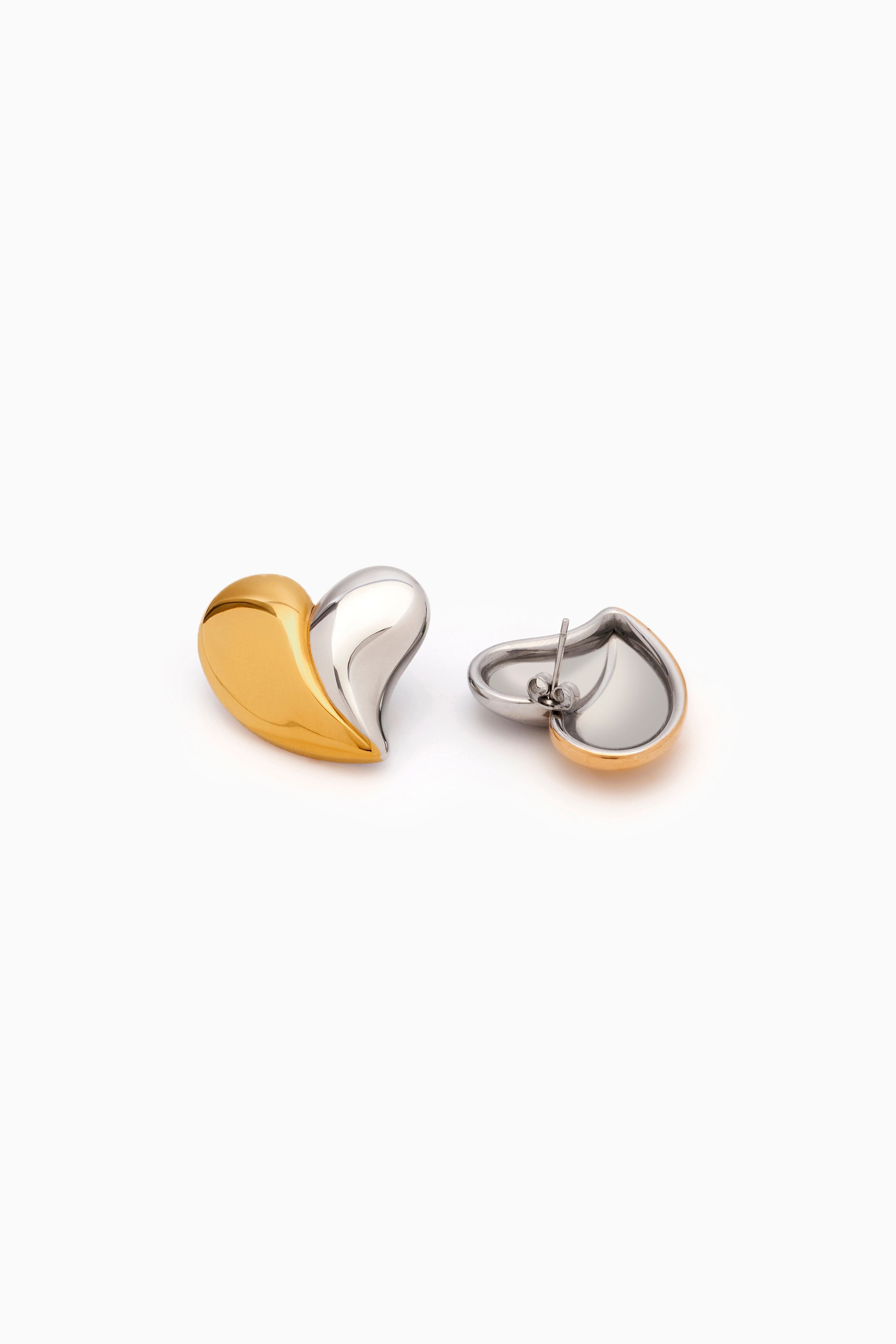 Double Toned Sim Heart Studs – Aura Studio