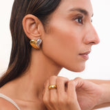 Double Toned Sim Heart Studs